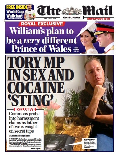 The Mail on Sunday (UK) Newspaper Front Page for 3 April 2022