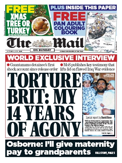 The Mail on Sunday Newspaper Front Page for 4 October 2015