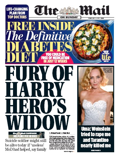 The Mail on Sunday Newspaper Front Page for 4 February 2018
