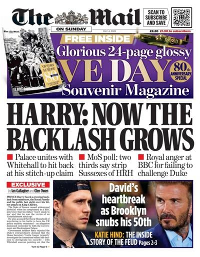 The Mail on Sunday Newspaper Front Page for 4 May 2025