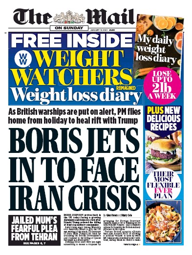 The Mail on Sunday Newspaper Front Page for 5 January 2020