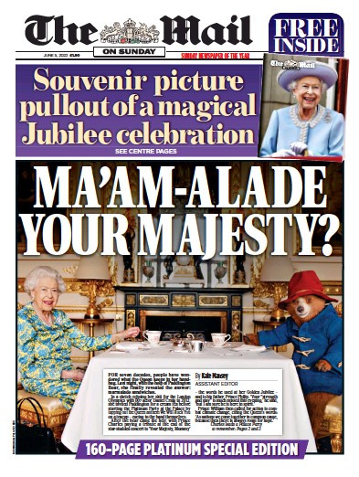 The Mail on Sunday (UK) Newspaper Front Page for 5 June 2022