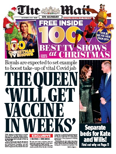 The Mail on Sunday (UK) Newspaper Front Page for 6 December 2020