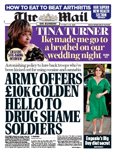 The Mail on Sunday (UK) Newspaper Front Page for 7 October 2018