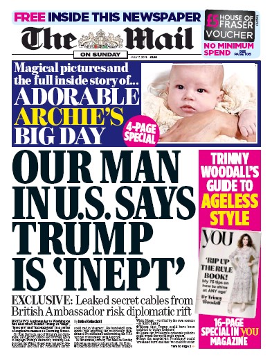 The Mail on Sunday (UK) Newspaper Front Page for 7 July 2019
