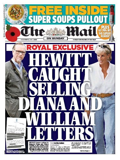 The Mail on Sunday Newspaper Front Page for 8 November 2015