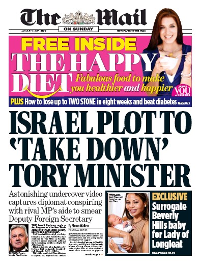 The Mail on Sunday (UK) Newspaper Front Page for 8 January 2017