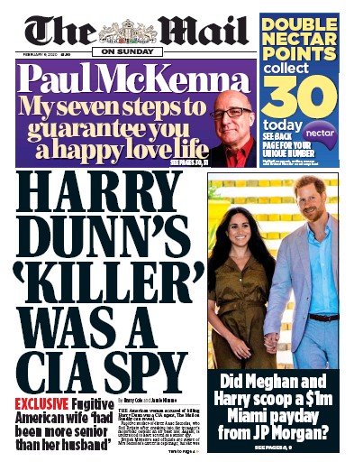 The Mail on Sunday Newspaper Front Page for 9 February 2020