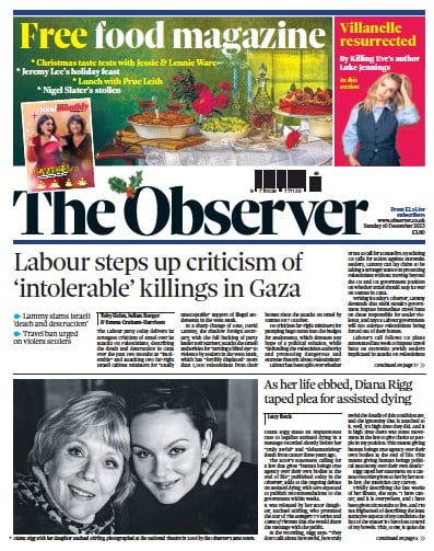 The Observer Newspaper Front Page for 10 December 2023