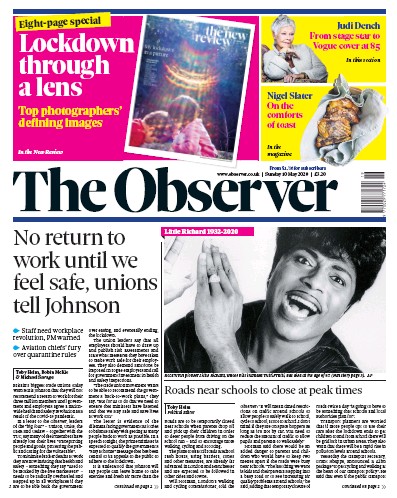 The Observer Newspaper Front Page for 10 May 2020