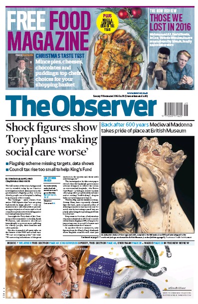 The Observer Newspaper Front Page for 11 December 2016