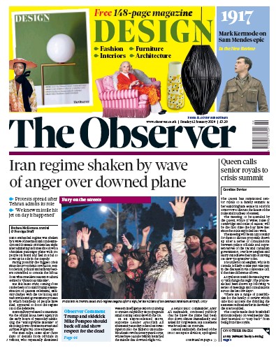 The Observer (UK) Newspaper Front Page for 12 January 2020