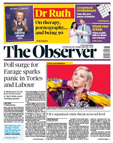 The Observer Newspaper Front Page for 12 May 2019