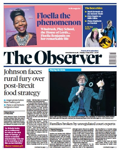 The Observer (UK) Newspaper Front Page for 12 June 2022