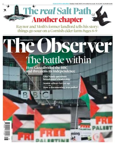 The Observer (UK) Newspaper Front Page for 13 July 2025