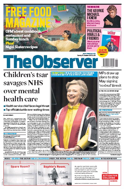 The Observer Newspaper Front Page for 15 October 2017
