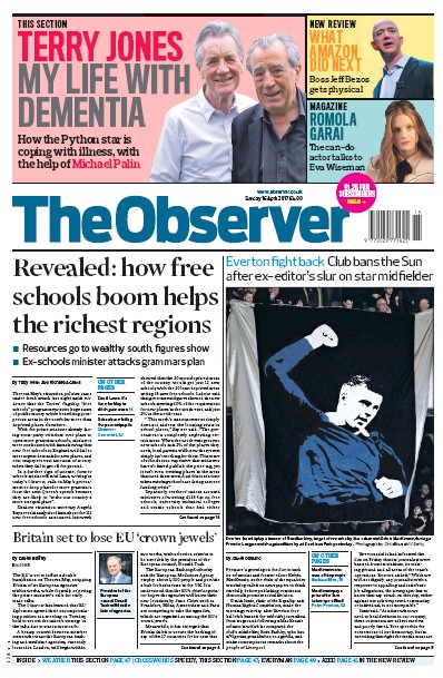 The Observer Newspaper Front Page for 16 April 2017