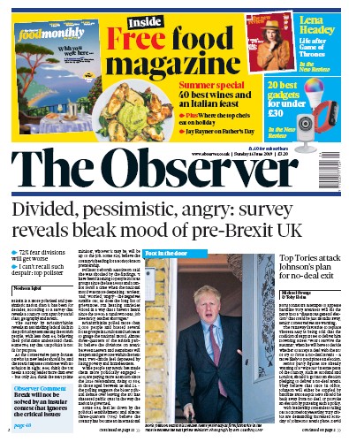 The Observer Newspaper Front Page for 16 June 2019