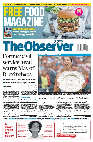 The Observer Newspaper Front Page for 16 July 2017