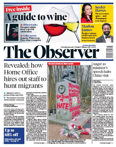 The Observer Newspaper Front Page for 17 February 2019