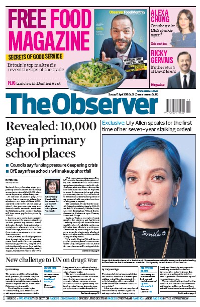 The Observer Newspaper Front Page for 17 April 2016