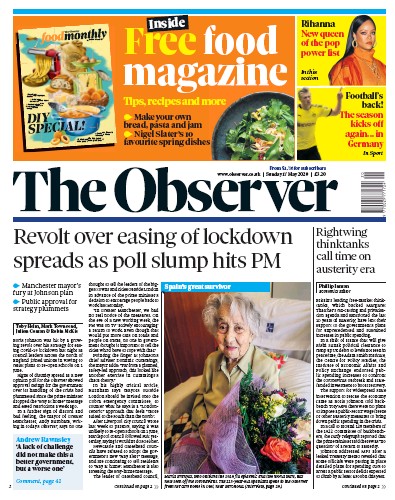 The Observer Newspaper Front Page for 17 May 2020