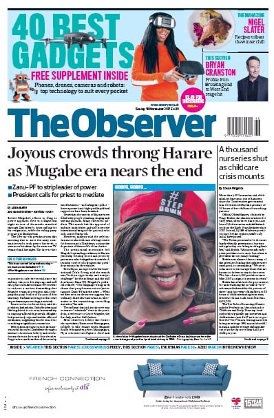 The Observer Newspaper Front Page for 19 November 2017