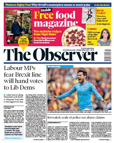 The Observer Newspaper Front Page for 19 May 2019