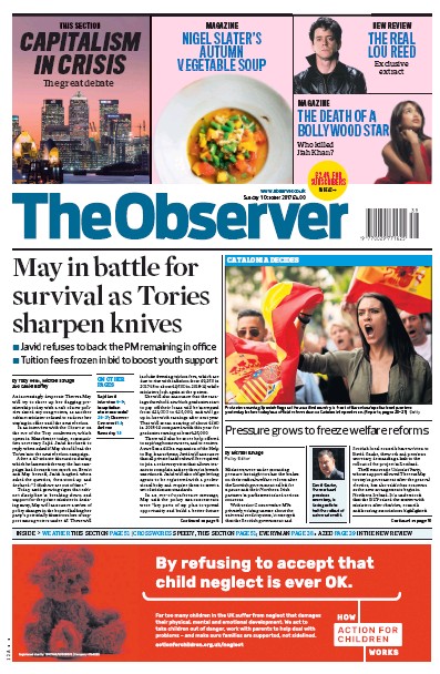 The Observer Newspaper Front Page for 1 October 2017