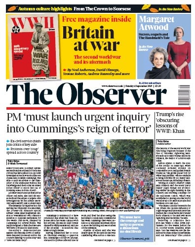 The Observer Newspaper Front Page for 1 September 2019