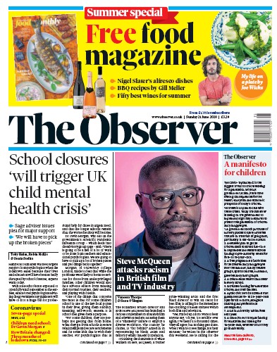 The Observer Newspaper Front Page for 21 June 2020
