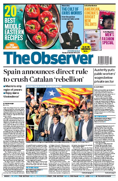 The Observer Newspaper Front Page for 22 October 2017