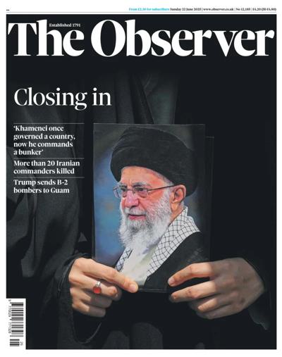 The Observer (UK) Newspaper Front Page for 22 June 2025