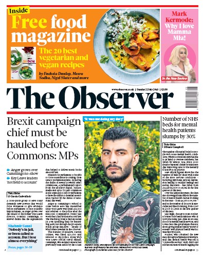 The Observer (UK) Newspaper Front Page for 22 July 2018