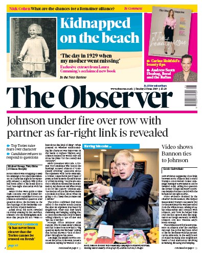 The Observer Newspaper Front Page for 23 June 2019