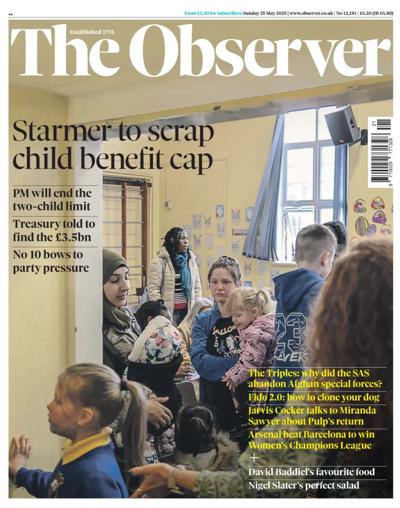 The Observer (UK) Newspaper Front Page for 25 May 2025
