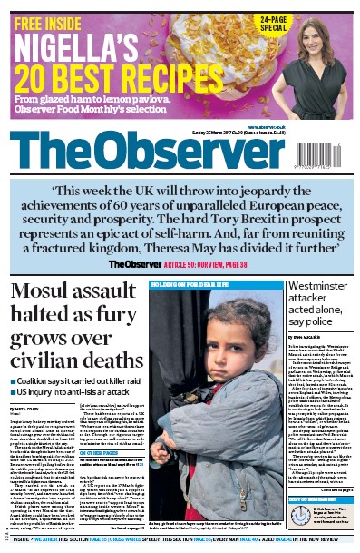 The Observer Newspaper Front Page for 26 March 2017