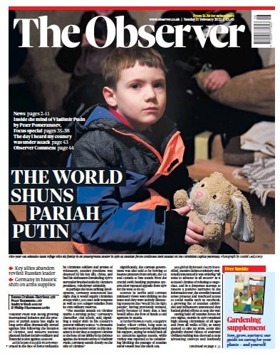 The Observer Newspaper Front Page for 27 February 2022