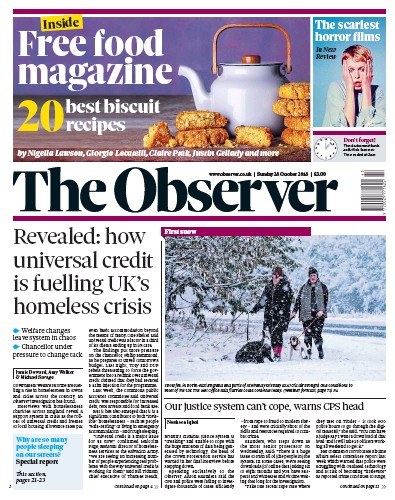 The Observer Newspaper Front Page for 28 October 2018