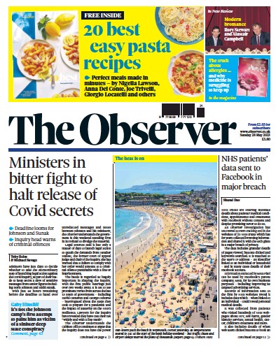 The Observer (UK) Newspaper Front Page for 28 May 2023