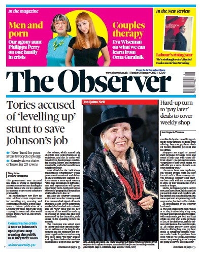The Observer (UK) Newspaper Front Page for 30 January 2022