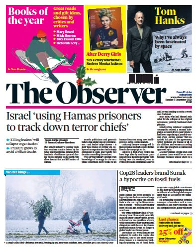 The Observer Newspaper Front Page for 3 December 2023