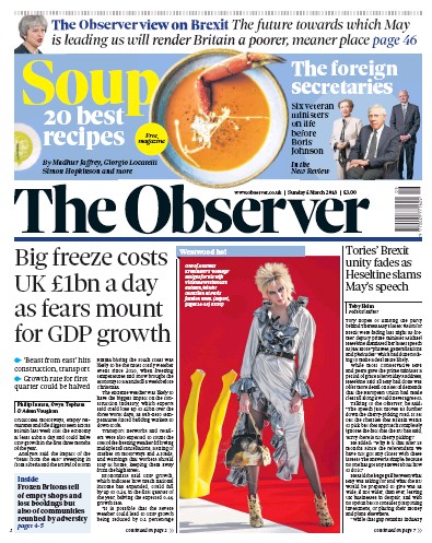 The Observer (UK) Newspaper Front Page for 4 March 2018