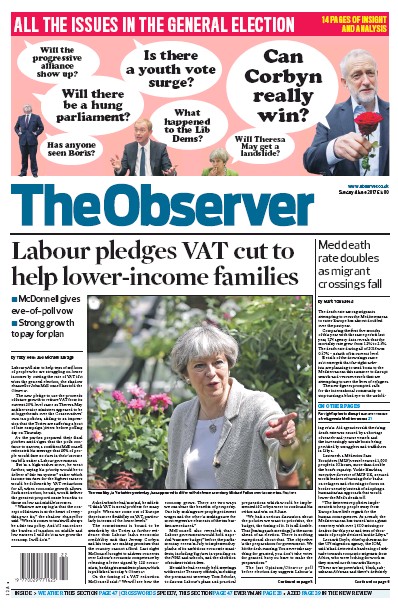 The Observer Newspaper Front Page for 4 June 2017