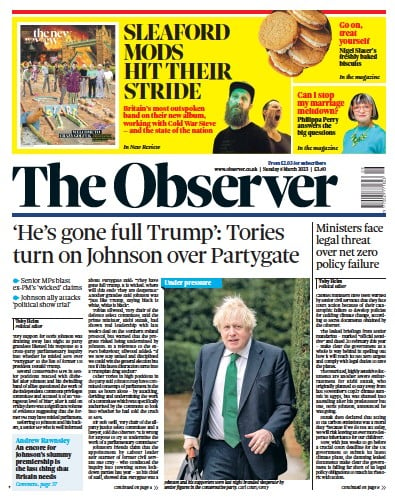 The Observer (UK) Newspaper Front Page for 5 March 2023