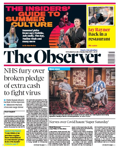 The Observer Newspaper Front Page for 5 July 2020