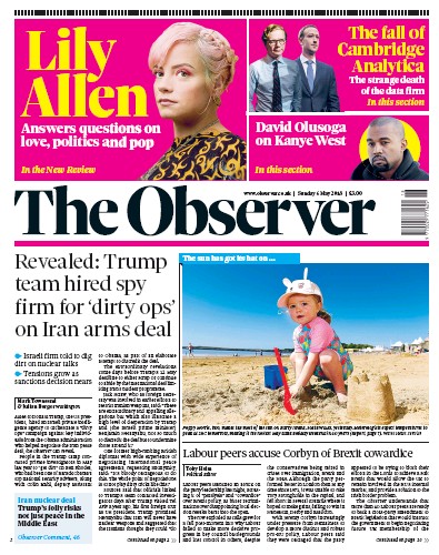 The Observer (UK) Newspaper Front Page for 6 May 2018