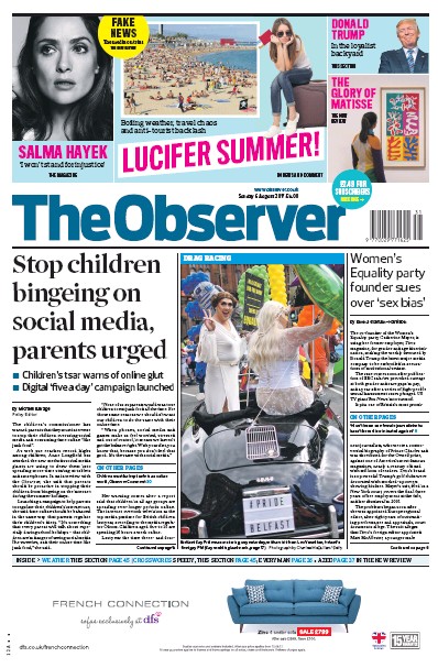 The Observer Newspaper Front Page for 6 August 2017