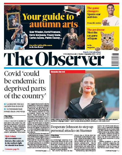 The Observer Newspaper Front Page for 6 September 2020