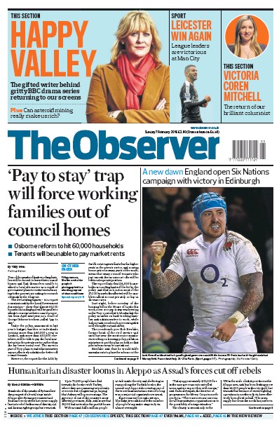 The Observer Newspaper Front Page for 7 February 2016
